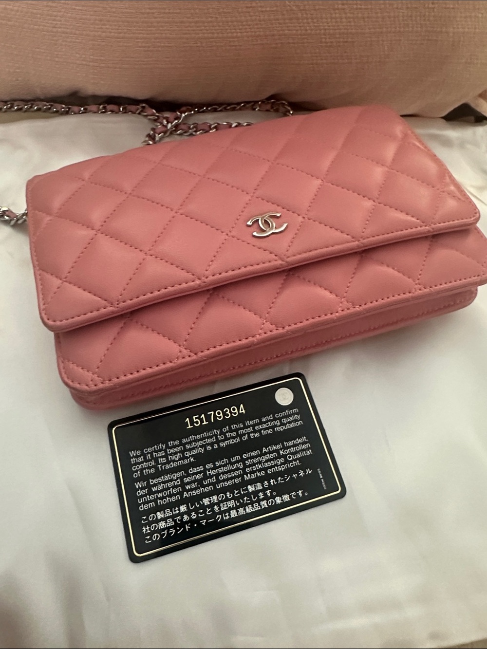 CHANEL Pink Quilted Leather Crossbody Wallet - Picture 15 of 16
